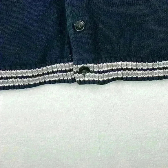 American Eagle Outfitters Cardigan Sweater Sz Medium Blue/White Button Pockets - Picture 7 of 11